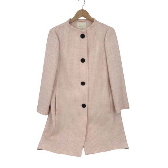kate spade Jackets & Blazers - Kate‎ Spade Boucle Pink Single Breasted Button Front Collarless Coat Size 10